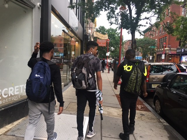 In this picture a few of our male models were walking to South Street along with me so we can go thrift shopping. The clothing that was used in the 70’s and 90’s scenes were clothes that I went out and bought from thrift stores in the area.