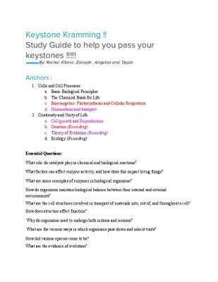 Keystone Kramming study guide